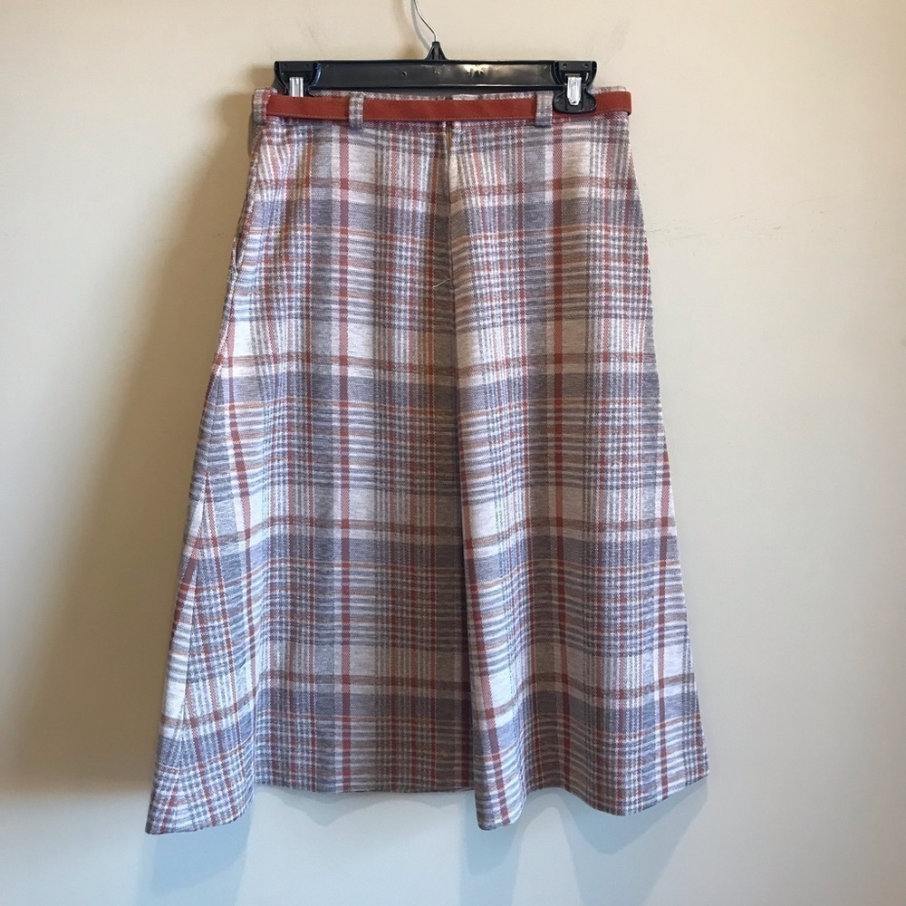 Vintage 1960s 70s polyester Plaid Skirt - Picture 3 of 7